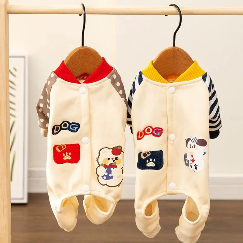 Autumn and winter Korean version of dog clothes cute cartoon four-legged clothes for small and medium-sized dogs Teddy puppy sweater cat clothing