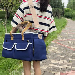 Foldable Cat Backpack Cat Outing Crossbody Portable Cat Bag Large Capacity Breathable Handheld PetCat Backpack