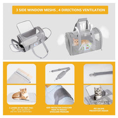 Foldable Pet Bag Travel Carrier Small Medium Cat,Soft Sided Cat Travel Carrier