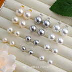 Bright pearl stud earrings Simple fashion geometric earrings