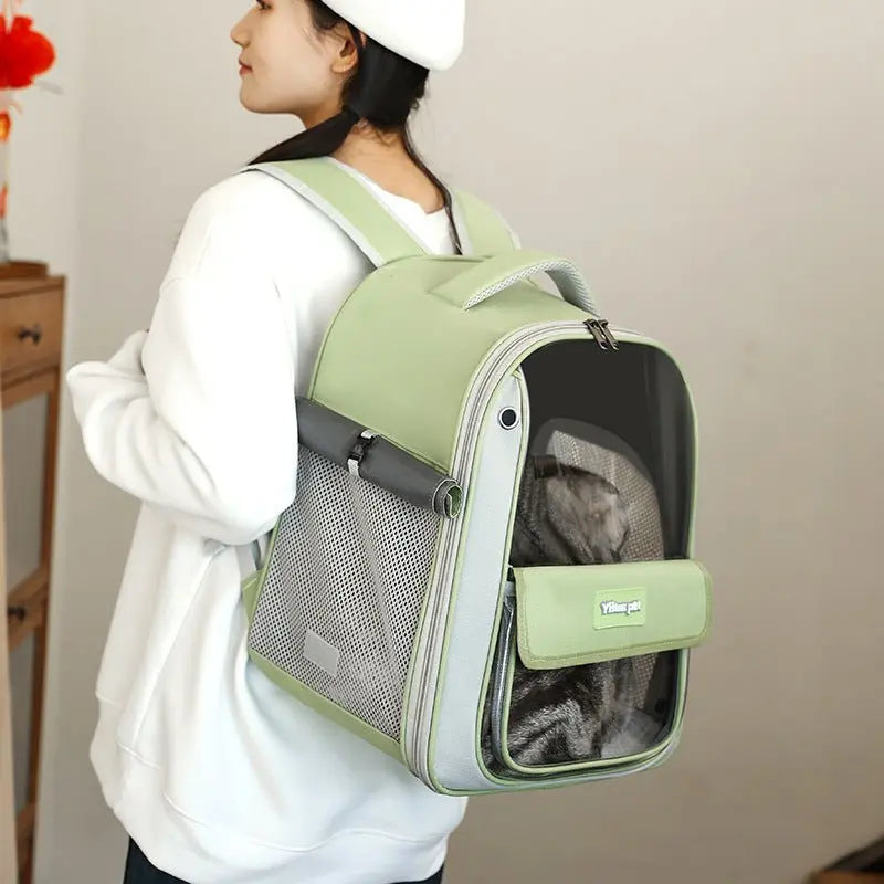 Cat backpack, school bag, shoulder bag, pet bag, travel bag for cats, dog and cat supplies, transparent, large capacity, portable cat bag