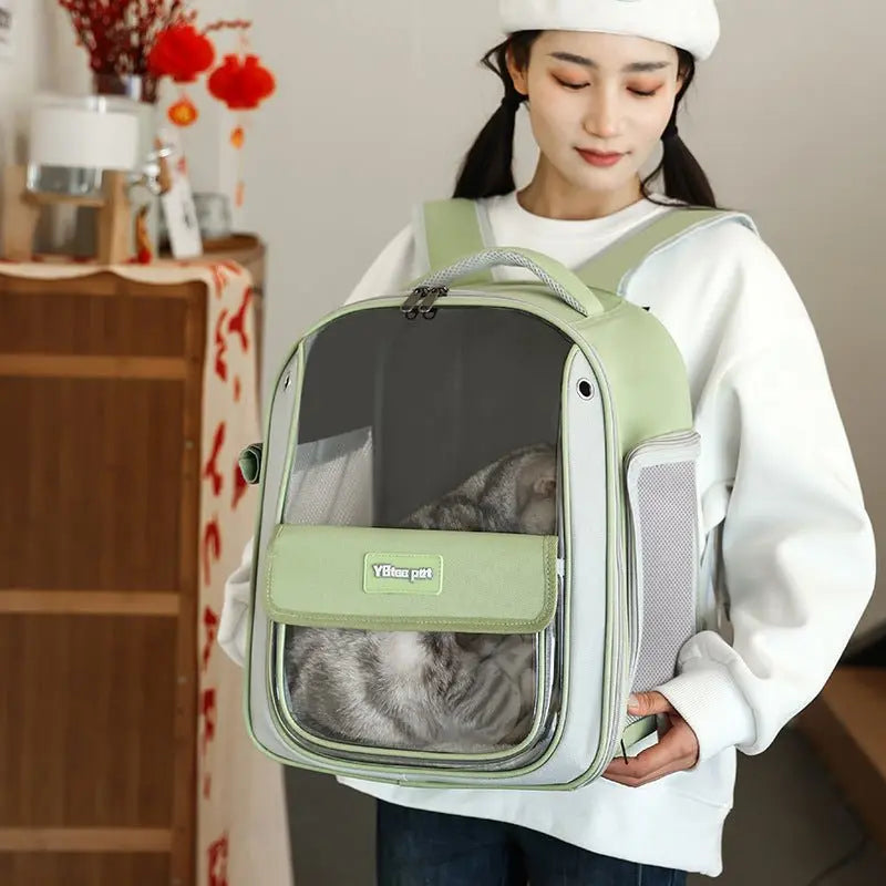 Cat backpack, school bag, shoulder bag, pet bag, travel bag for cats, dog and cat supplies, transparent, large capacity, portable cat bag