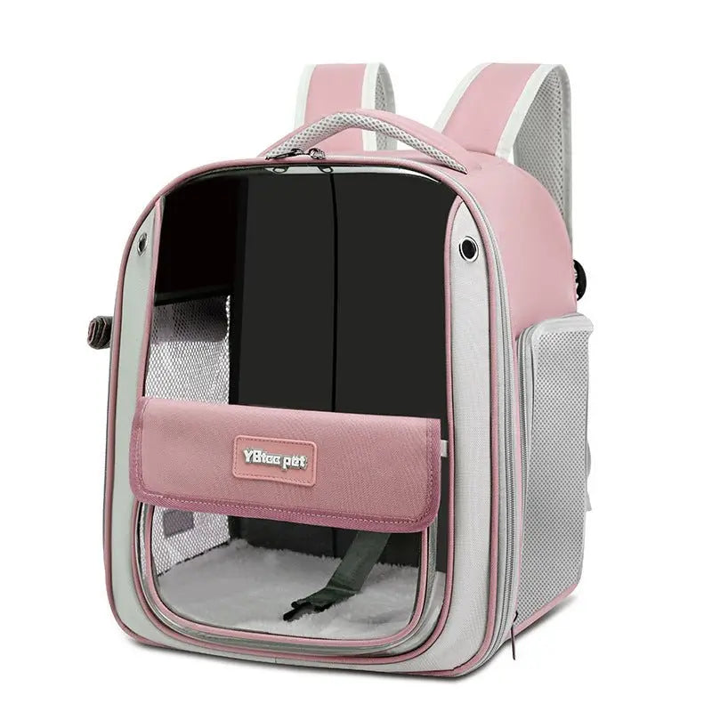 Cat backpack, school bag, shoulder bag, pet bag, travel bag for cats, dog and cat supplies, transparent, large capacity, portable cat bag pink