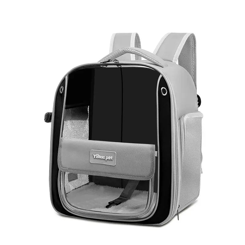 Cat backpack, school bag, shoulder bag, pet bag, travel bag for cats, dog and cat supplies, transparent, large capacity, portable cat bag grey