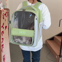 Cat backpack, school bag, shoulder bag, pet bag, travel bag for cats, dog and cat supplies, transparent, large capacity, portable cat bag
