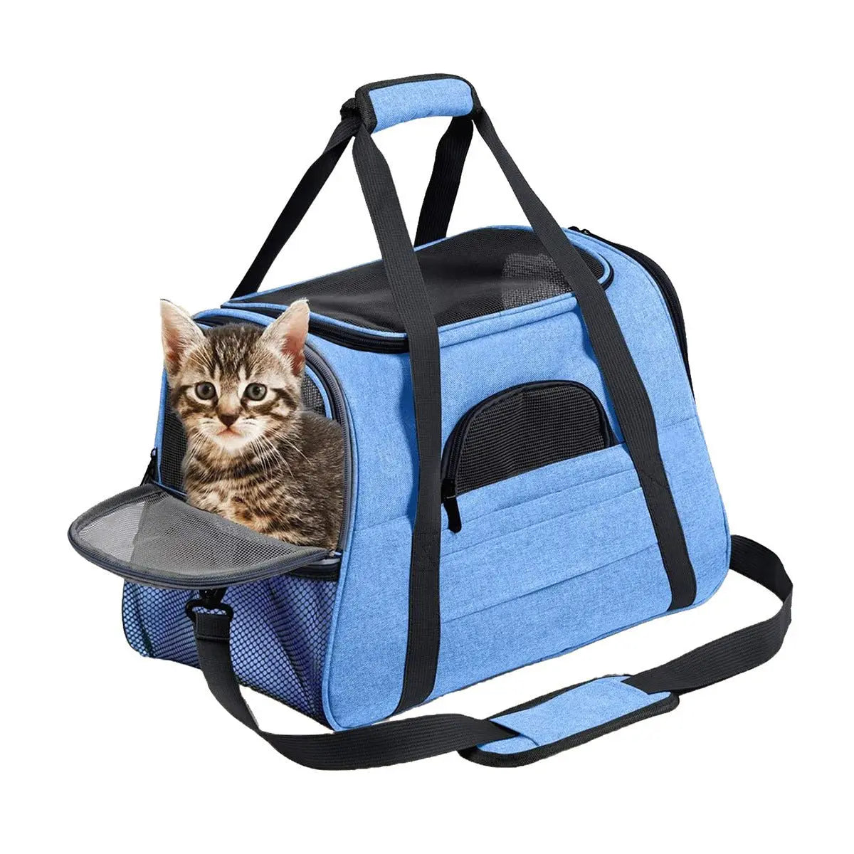 Cat bag portable cat backpack breathable small pet outing bag cat take-out portable pet bag outing portable bag blue