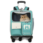 Cat bag portable cat backpack pet trolley case travel artifact dog large capacity cat box blue