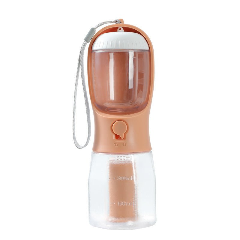 Dog Water Cup Drinking Food Garbage Bag Three-in-one Portable 300ml Garbage Bag Orange Pink