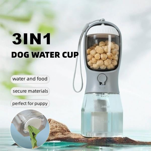 Dog Water Cup Drinking Food Garbage Bag Three-in-one Portable.