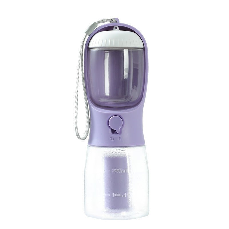 Dog Water Cup Drinking Food Garbage Bag Three-in-one Portable 300ml Garbage Bag Wisteria Purple
