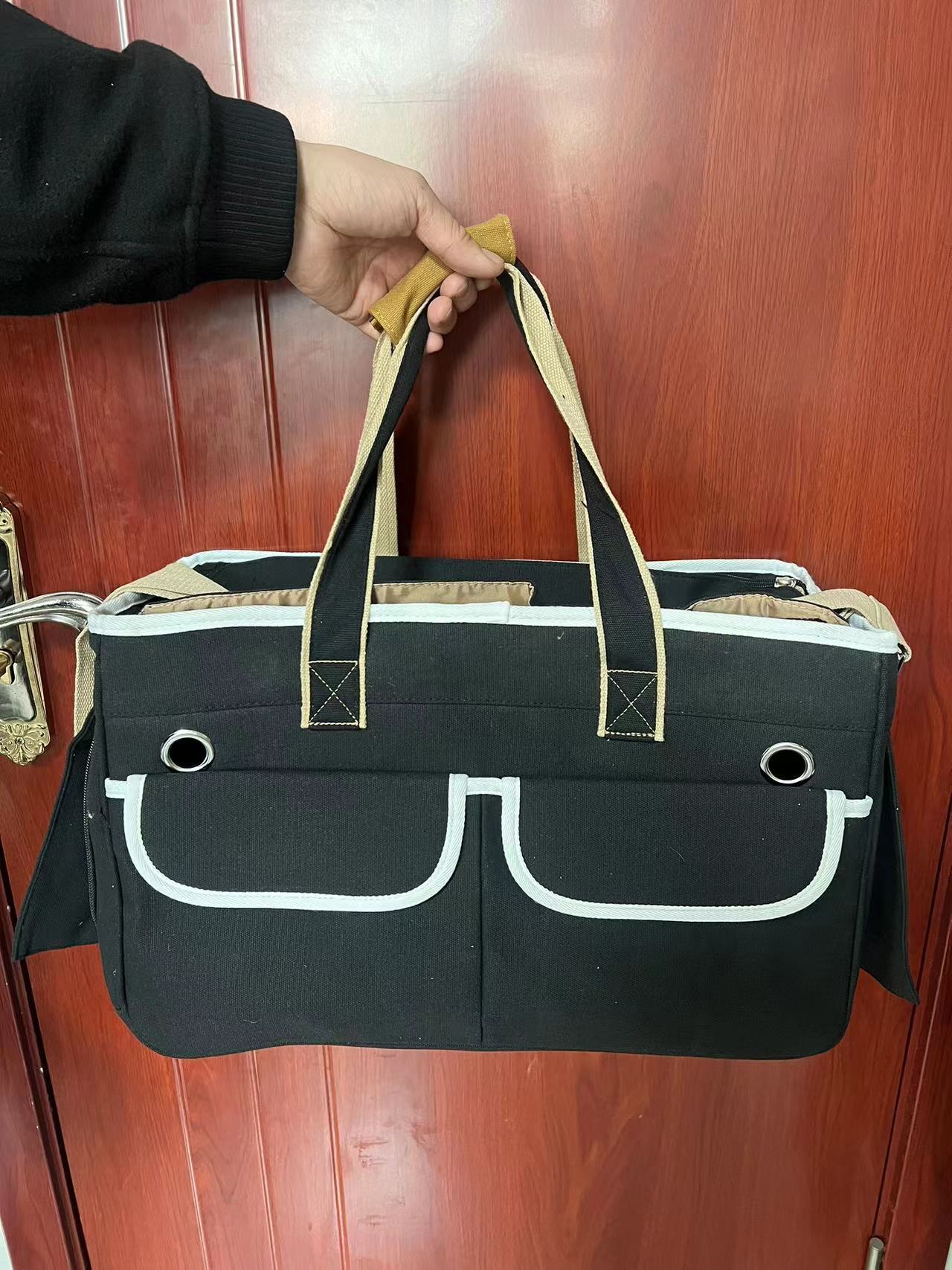 Foldable Cat Backpack Cat Outing Crossbody Portable Cat Bag Large Capacity Breathable Handheld PetCat Backpack black