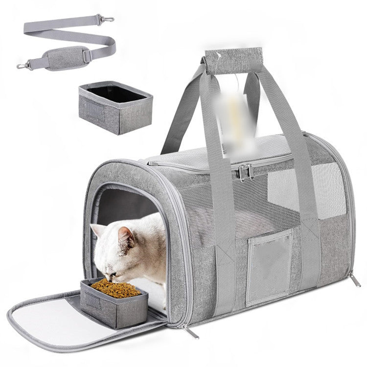 Foldable Pet Bag Travel Carrier Small Medium Cat,Soft Sided Cat Travel Carrier grey