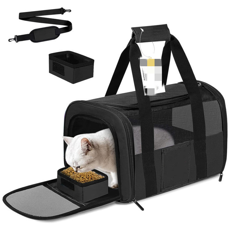 Foldable Pet Bag Travel Carrier Small Medium Cat,Soft Sided Cat Travel Carrier black