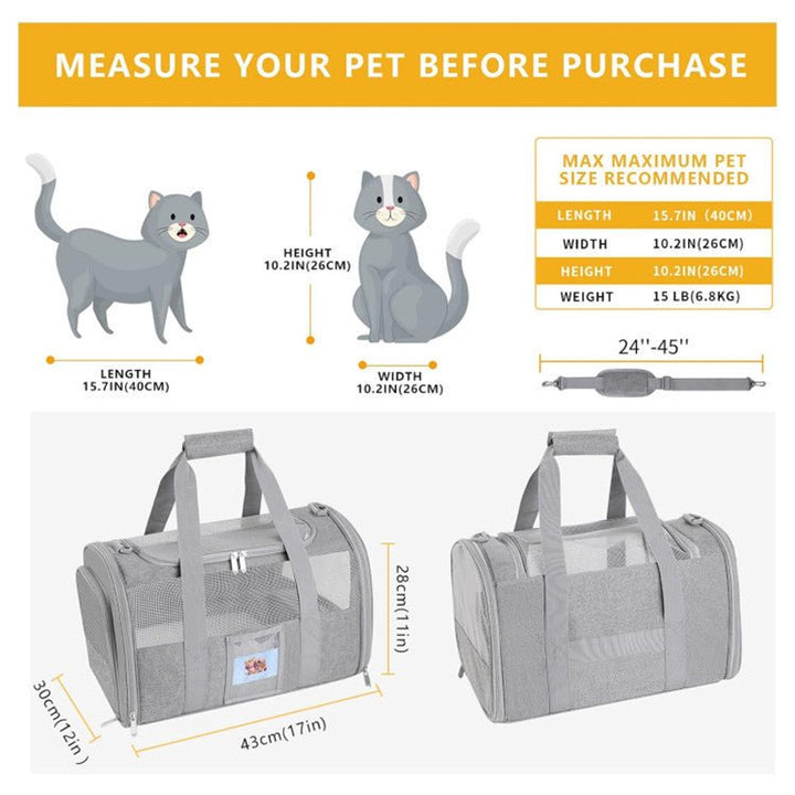 Foldable Pet Bag Travel Carrier Small Medium Cat,Soft Sided Cat Travel Carrier.