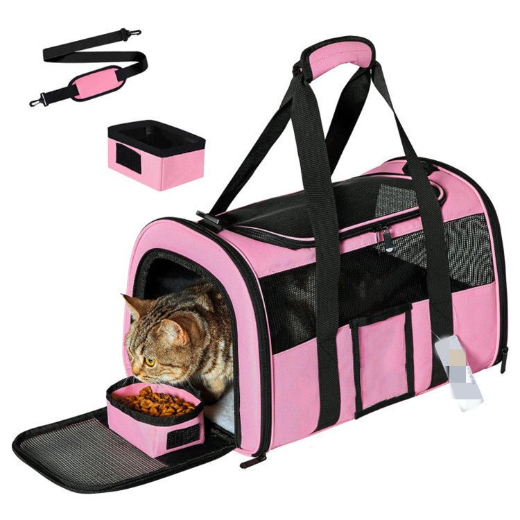 Foldable Pet Bag Travel Carrier Small Medium Cat,Soft Sided Cat Travel Carrier pink