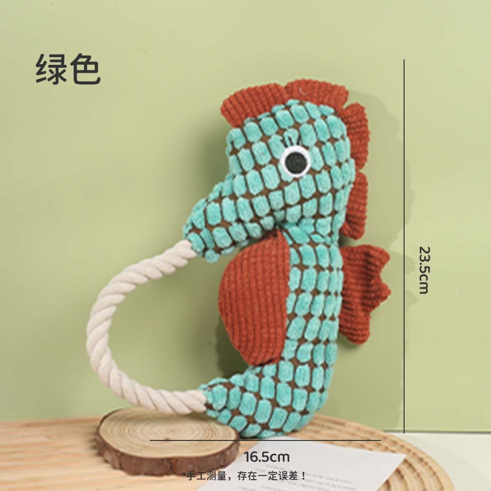 Pet Toy Dog Chew Sound Toy Funny Donkey Durable Chew Toy Pet Plush Toy Interactive Dog Toy Green Seahorse（Molar Fabric+Vocalization）