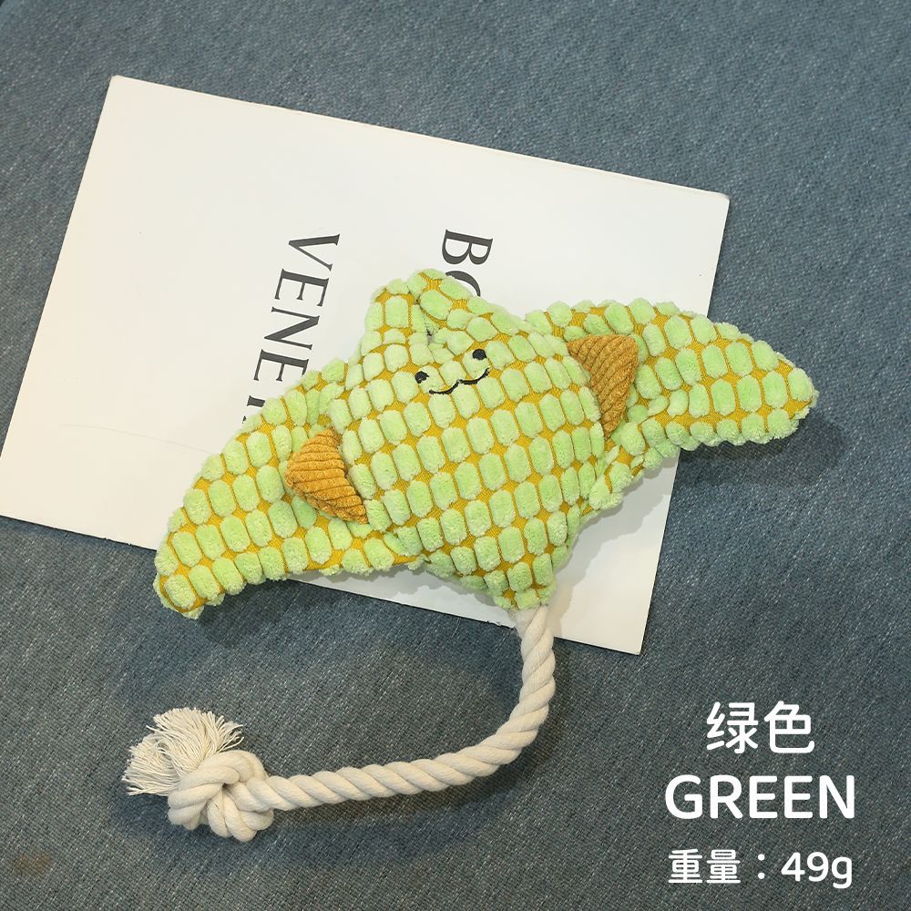 Pet Toy Dog Chew Sound Toy Funny Donkey Durable Chew Toy Pet Plush Toy Interactive Dog Toy Green Devil Ray（Molar Fabric+Vocalization）