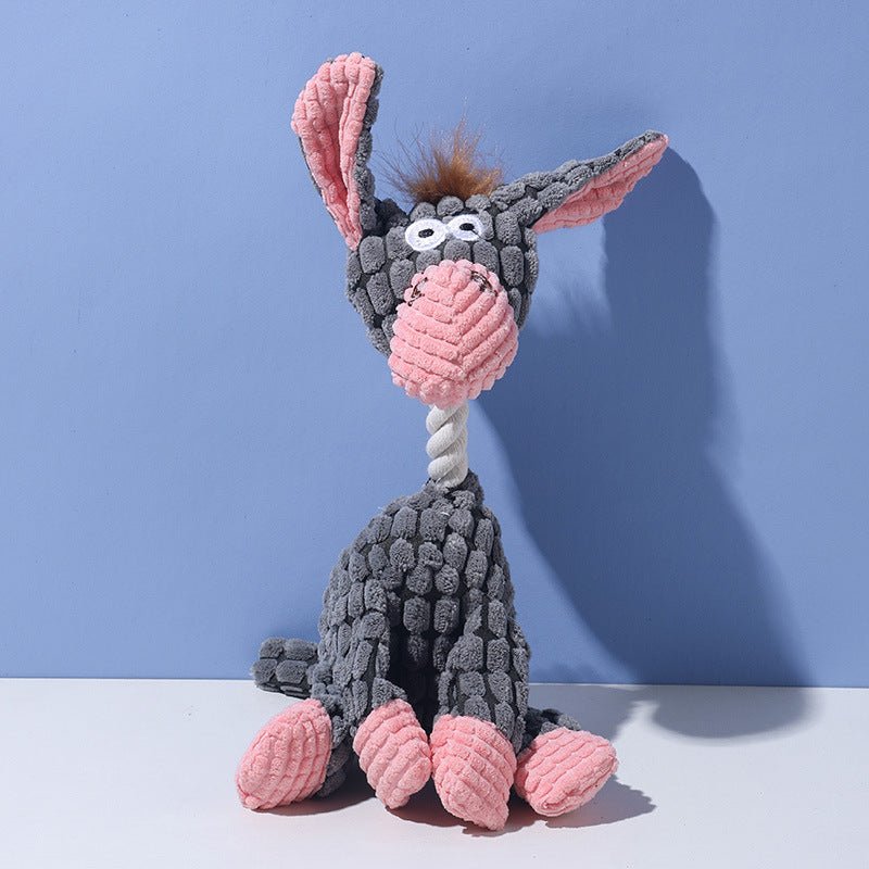 Pet Toy Dog Chew Sound Toy Funny Donkey Durable Chew Toy Pet Plush Toy Interactive Dog Toy Gray Donkey（Molar Fabric+Vocalization）