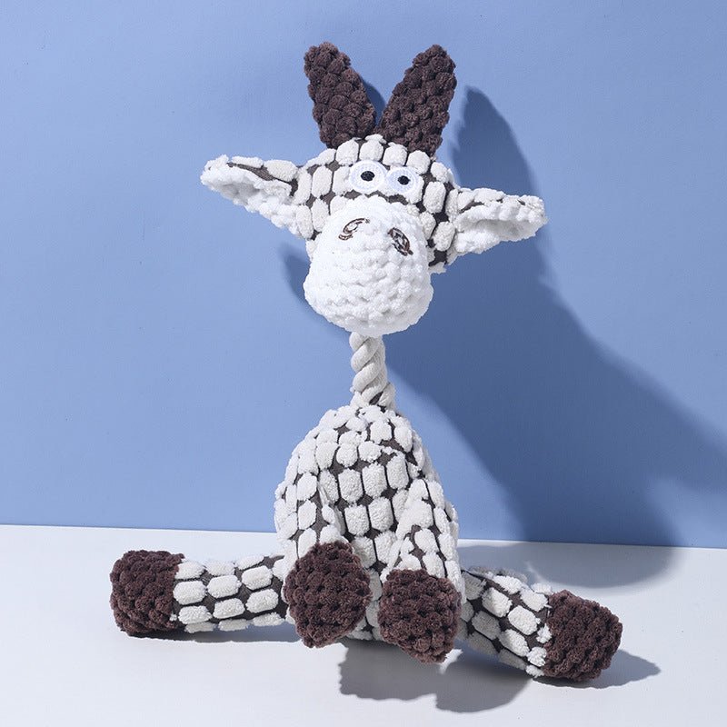 Pet Toy Dog Chew Sound Toy Funny Donkey Durable Chew Toy Pet Plush Toy Interactive Dog Toy White Goat（Molar Fabric+Vocalization）