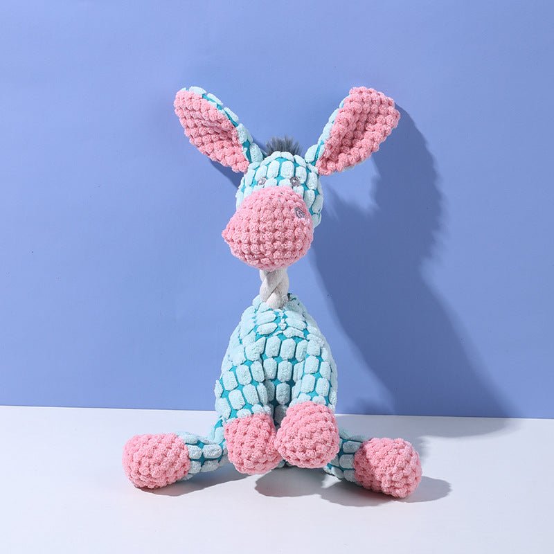 Pet Toy Dog Chew Sound Toy Funny Donkey Durable Chew Toy Pet Plush Toy Interactive Dog Toy blue donkey（Molar Fabric+Vocalization）