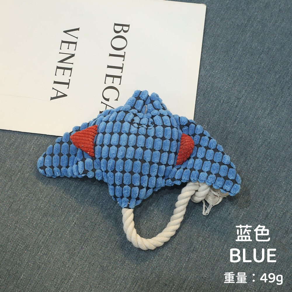 Pet Toy Dog Chew Sound Toy Funny Donkey Durable Chew Toy Pet Plush Toy Interactive Dog Toy Blue Devil Ray（Molar Fabric+Vocalization）